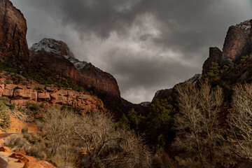 Stormy sky over the desert mountain peaks