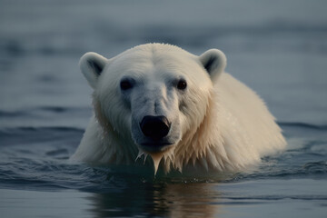 Naklejka premium polar bear in the region at clima crisis created with Generative AI technology