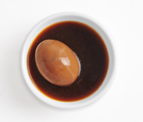 soy egg isolated on white background. A chinese dish in asia