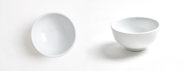 empty white bowl isolated on white background