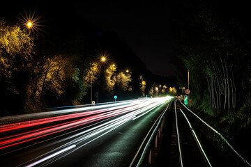 Obraz premium traffic at night created with Generative AI technology