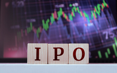 IPO - acronym from wooden blocks with letters, Initial Public Offering IPO concept