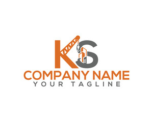 letters KS with crane and real estate Construction Logo. Contractor and construction work Creative vector illustration.