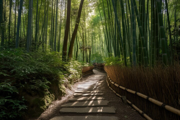 Fototapeta premium footpath in the bamboo forest