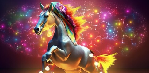 Horse Electronic Party Goer Ready To Dance Generative AI