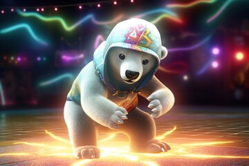 Polar Bear Rap Music Party Goer Having Fun Generative AI