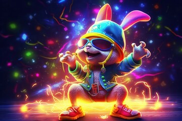 Rabbit Rap Music Dancer Having Fun Generative AI