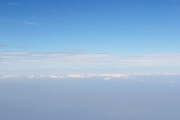 Wing of the plane on sky background