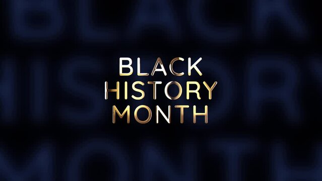 Animation text of Black History Month gold neon text  effect cinematic title animationn backgroud. Element for Isolated transparent video animation text with alpha channel using Quick time proress 444