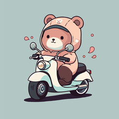 Bear on a motorcycle cartoon character