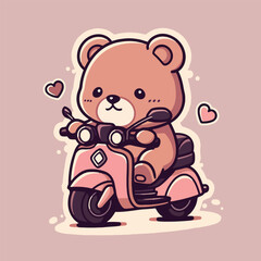 Bear on a motorcycle cartoon character
