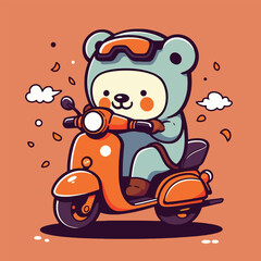 Bear on a motorcycle cartoon character