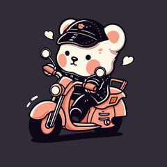 Fototapeta premium A bear on a motorcycle with a hat