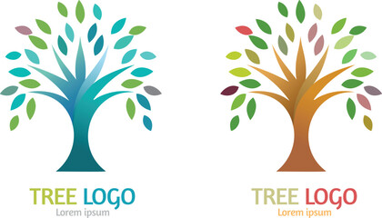Vector illustration of a tree logo on white background, Add company name.