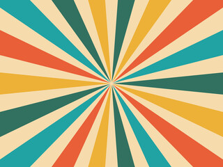 Retro background with colorful rays or lines in the middle. Sunburst or sun burst retro background. Eps 10