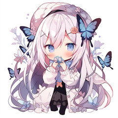 girl kawaii with butterfly