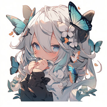 girl kawaii with butterfly