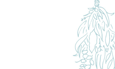 線画。スワッグの線画ベクターイラスト。ナチュラルイメージの植物背景。