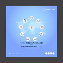 Vector illustration of World Telecommunication and Information Society Day 17 May social media story feed mockup template post