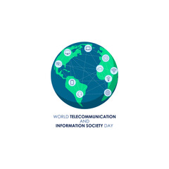 Vector illustration of World Telecommunication and Information Society Day 17 May social media story feed mockup template post