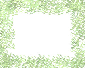 Fototapeta na wymiar 淡い緑のグラデーションの葉っぱ模様のフレーム