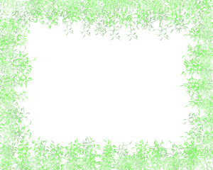 淡い緑のグラデーションの葉っぱ模様のフレーム