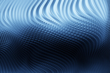 3D illustration of the  blue  carbon fabric design element. Close up of the cloth material flying