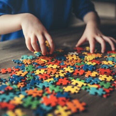 Illustration of a hands with a puzzle - unique perspectives and talents of those on the autism spectrum