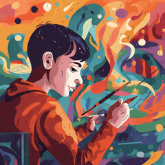 Obraz na płótnie Canvas Illustration of a person with autism - unique perspectives and talents of those on the autism spectrum