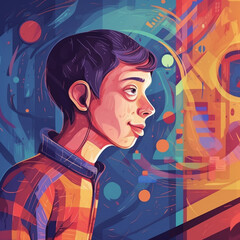 Illustration of a person with autism - unique perspectives and talents of those on the autism spectrum