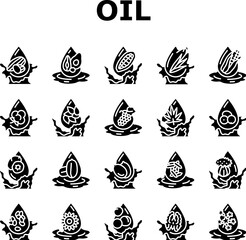 oil liquid yellow drop cooking icons set vector
