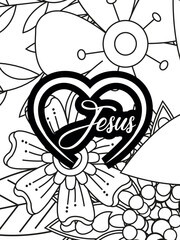 Religious Quotes Coloring pages. Coloring page for adults and kids. Vector Illustration.