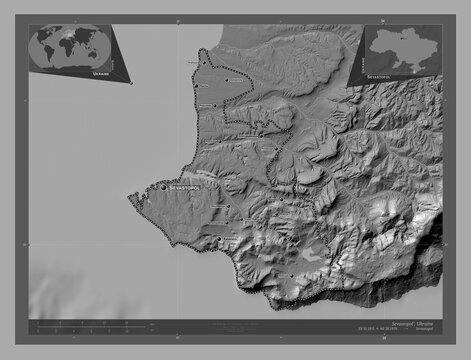 Sevastopol', Ukraine. Bilevel. Labelled points of cities