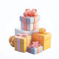 Fototapeta premium 3d birthday gift box made with Generative AI