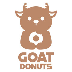 Modern mascot flat design simple minimalist cute goat lamb donut logo icon design template vector with modern illustration concept style for cafe, bakery shop, restaurant, badge, emblem and label