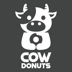 Modern mascot flat design simple minimalist cute cow donut logo icon design template vector with modern illustration concept style for cafe, bakery shop, restaurant, badge, emblem and label