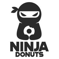 Modern mascot flat design simple minimalist cute ninja donut logo icon design template vector with modern illustration concept style for cafe, bakery shop, restaurant, badge, emblem and label © aldonat