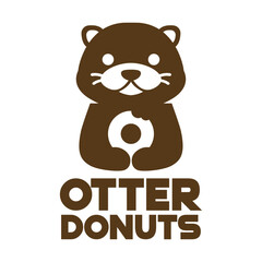 Modern mascot flat design simple minimalist cute otter donut logo icon design template vector with modern illustration concept style for cafe, bakery shop, restaurant, badge, emblem and label