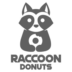 Modern mascot flat design simple minimalist cute raccoon donut logo icon design template vector with modern illustration concept style for cafe, bakery shop, restaurant, badge, emblem and label