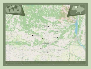 Zhytomyr, Ukraine. OSM. Labelled points of cities