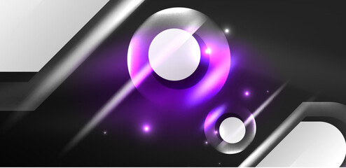 Abstract background glowing neon light geometric shapes. Space cosmic or magic energy vector wallpaper For Wallpaper, Banner, Background, Card, Book Illustration, landing page