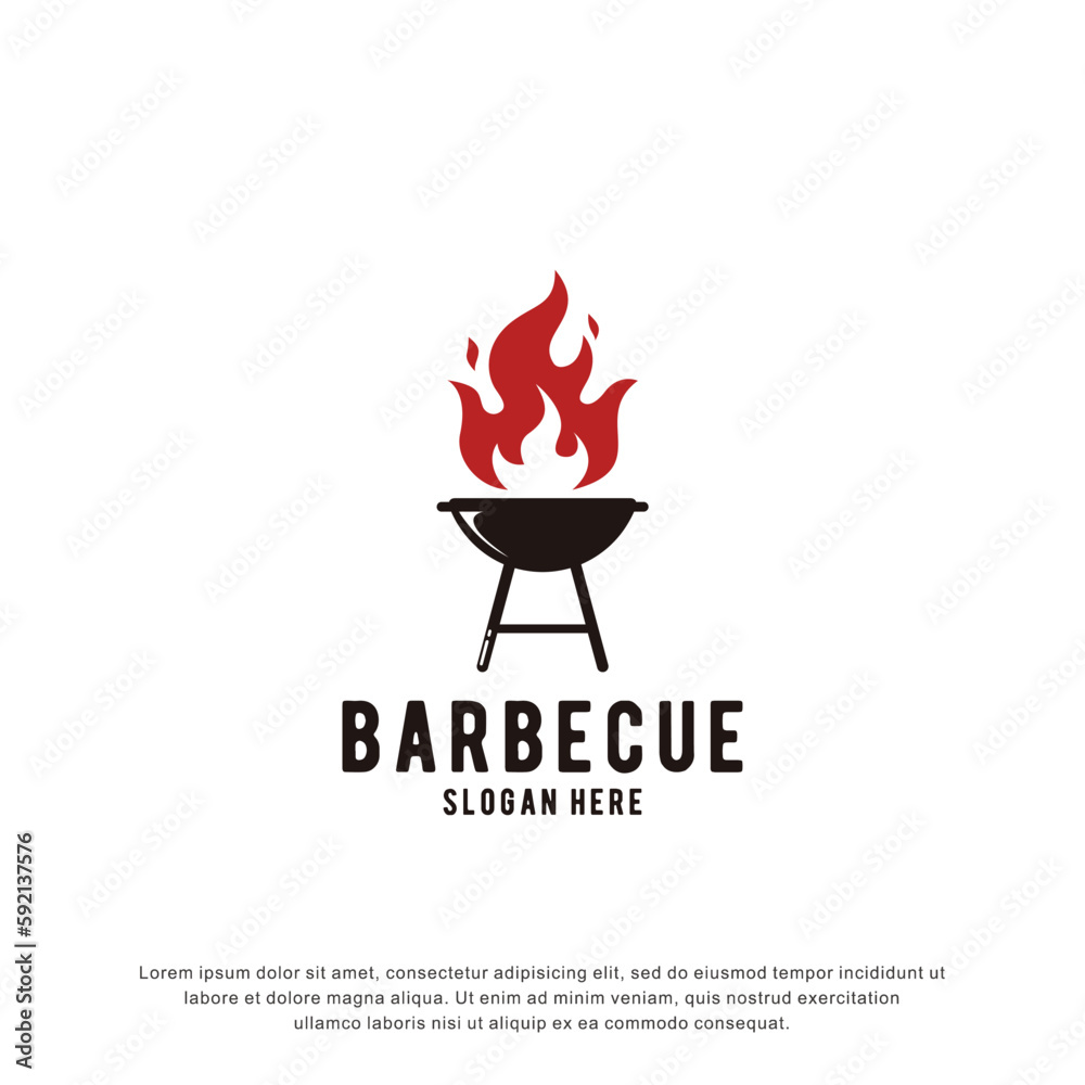 Sticker barbecue logo design. vintage food concept