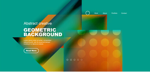 Geometric elements - squares and triangles composition background.