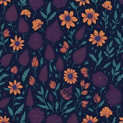 Deurstickers seamless floral pattern © High dimension