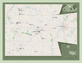 Arkansas, United States of America. OSM. Labelled points of cities