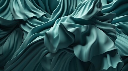 Obraz premium 물결같은 청록색 섬유, 천 재질의 모양. 인공지능 생성