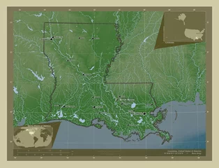 Foto op Canvas Louisiana, United States of America. Wiki. Labelled points of cities © Yarr65