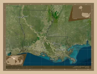 Foto op Plexiglas Louisiana, United States of America. Low-res satellite. Labelled points of cities © Yarr65