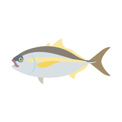 シマアジ。フラットなベクターイラスト。
White trevally. Flat designed vector illustration.