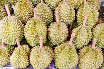 Naklejka na ściany i meble Close-up durian group for sale in a market